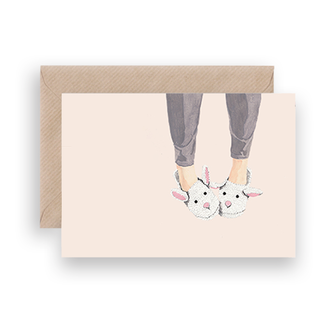 BUNNY SLIPPERS GREETING CARD - Lykkefund Paper 
