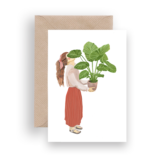 elephant ear plant and person ELEPHANT EAR (Colocasia) - Greeting Card