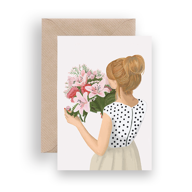 FLOWERS AND DOTS GREETING CARD - Lykkefund Paper 