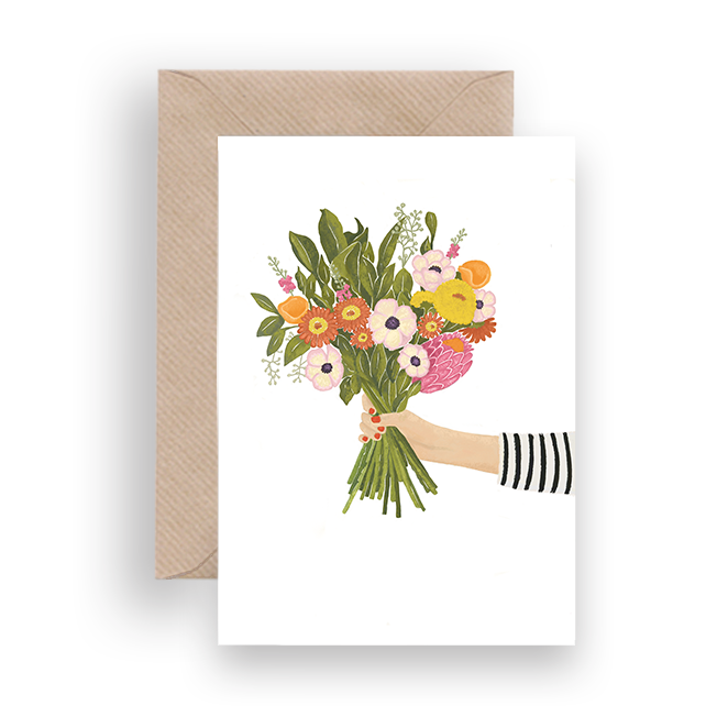 FLOWERS AND STRIPES GREETING CARD - Lykkefund Paper 